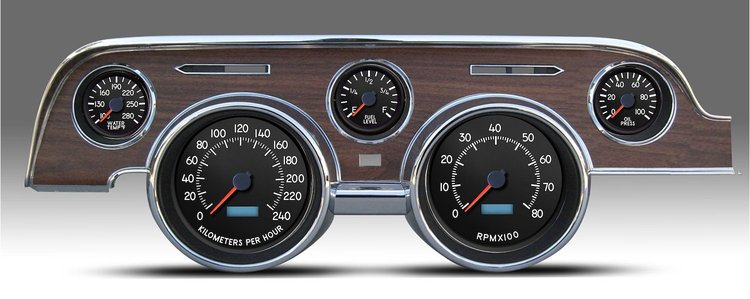 44717-01M Aviator Series Direct-Fit Gauge Kit, Ford Mustang 67-68, Black