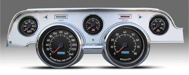 44727-01M Aviator Series Direct-Fit Gauge Kit, Ford Mustang 67-68, Black