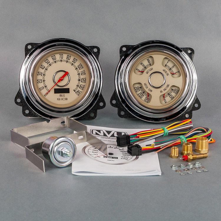 47371-02 Woodward Series Direct-Fit Gauge Kit, Chevy Truck 47-53, Beige