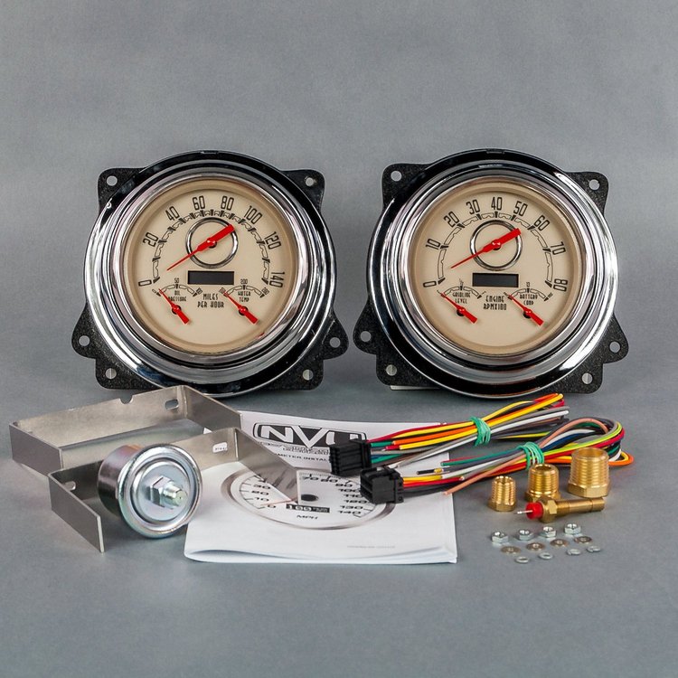 47372-02 Woodward Series Direct-Fit Gauge Kit, Chevy Truck 47-53, Beige
