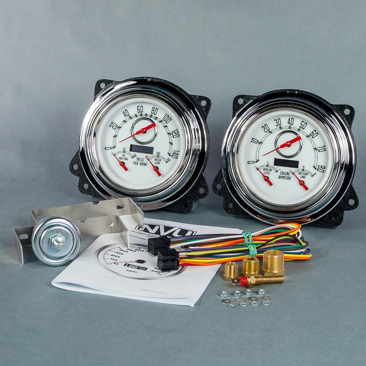 47372-03 Woodward Series Direct-Fit Gauge Kit, Chevy Truck 47-53, White