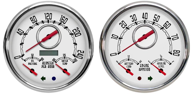 47372-03M Woodward Series Direct-Fit Gauge Kit, Chevy Truck 47-53, White