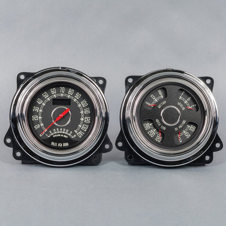 47373-01 Woodward Series Direct-Fit Gauge Kit, Chevy Truck 47-53, Black