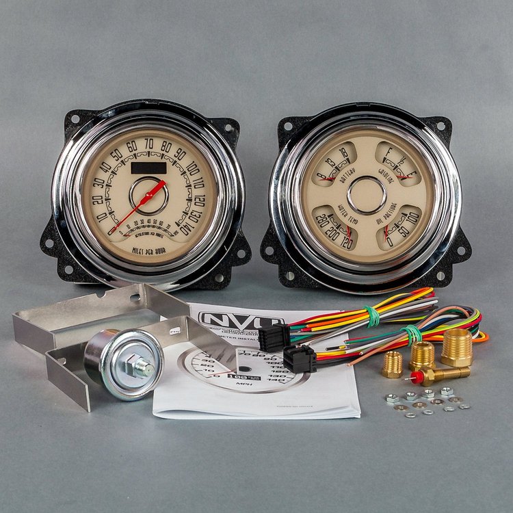 47373-02 Woodward Series Direct-Fit Gauge Kit, Chevy Truck 47-53, Beige