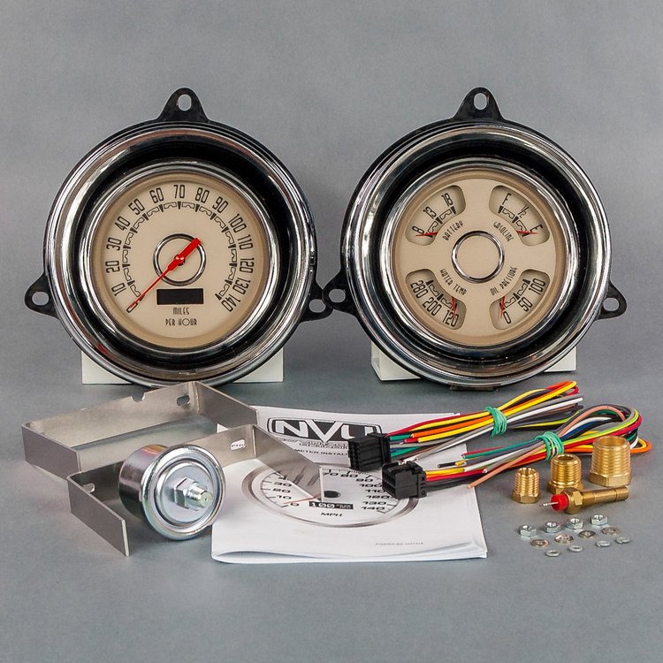 54371-02 Woodward Series Direct-Fit Gauge Kit, Chevy Truck 1954, Beige