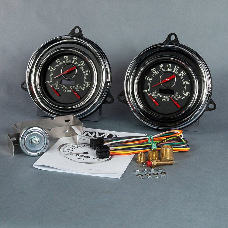 54372-01 Woodward Series Direct-Fit Gauge Kit, Chevy Truck 1954, Black