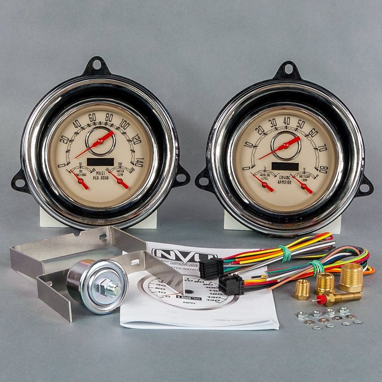 54372-02 Woodward Series Direct-Fit Gauge Kit, Chevy Truck 1954, Beige