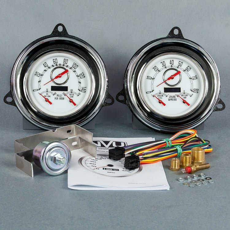54372-03 Woodward Series Direct-Fit Gauge Kit, Chevy Truck 1954, White