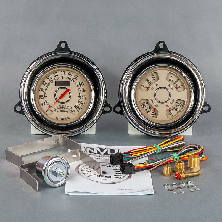 54373-02 Woodward Series Direct-Fit Gauge Kit, Chevy Truck 1954, Beige