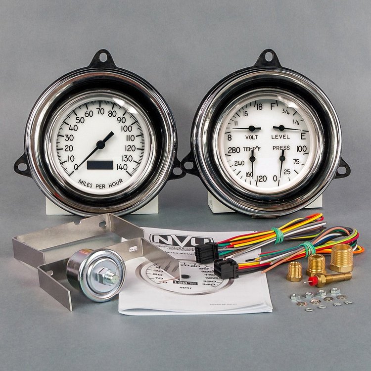 54401-03 1940 Series Direct-Fit Gauge Kit, Chevy Truck 1954, White