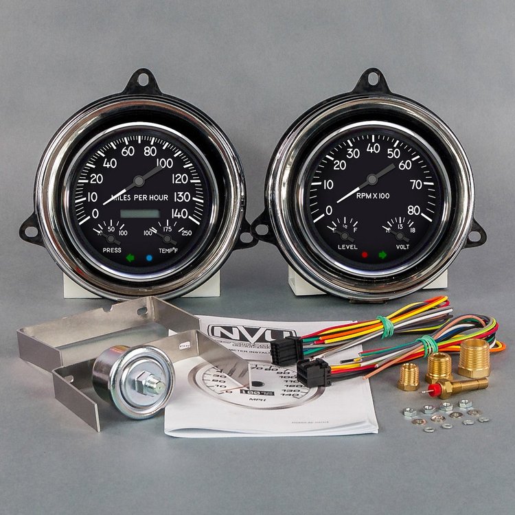 54402-01 1940 Series Direct-Fit Gauge Kit, Chevy Truck 1954, Black