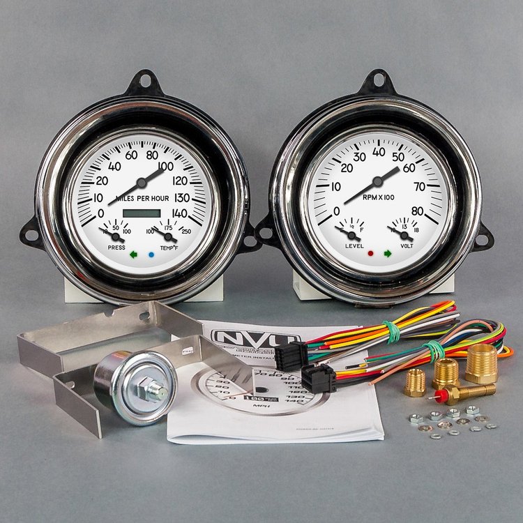 54402-03 1940 Series Direct-Fit Gauge Kit, Chevy Truck 1954, White