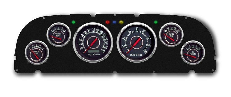 61371-01 Woodward Series Direct-Fit Gauge Kit, Chevy Truck 60-63, Black