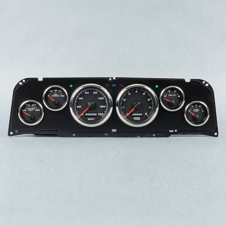 64011-01 Woodward Series Direct-Fit Gauge Kit, Chevy Truck 64-66, Black