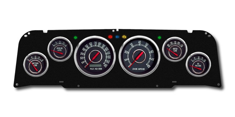 64371-01 Woodward Series Direct-Fit Gauge Kit, Chevy Truck 64-66, Black