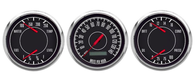 67336-01 1967 Series 6-Gauge Kit, Black, 3-3/8 in.
