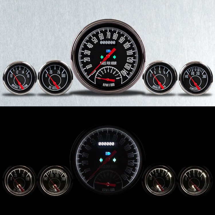 67505-01 1967 Series Direct-Fit Gauge Kit, Dodge Truck, Black