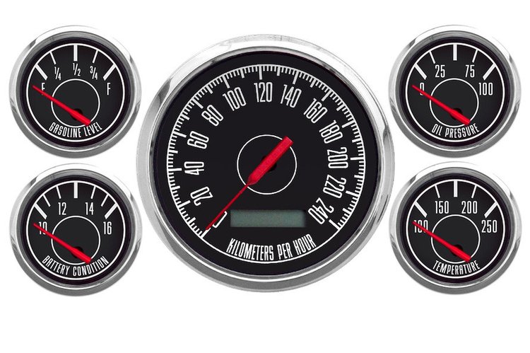 67519-01M 1967 Series 6-Gauge Kit, Black
