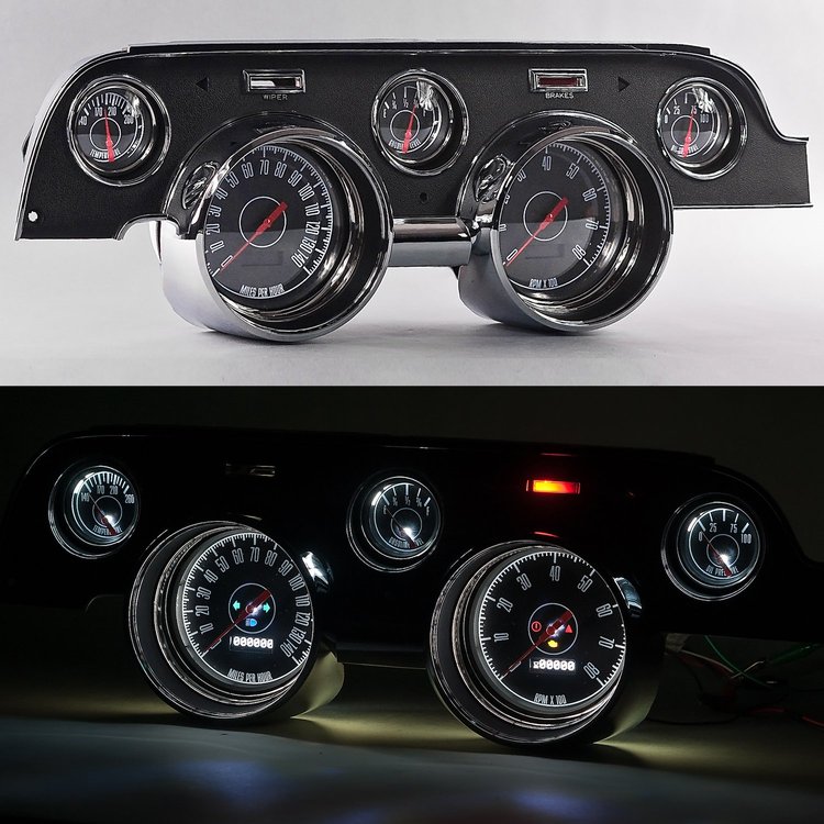 67707-01 1967 Series Direct-Fit Gauge Kit, Ford Mustang 67-68, Black
