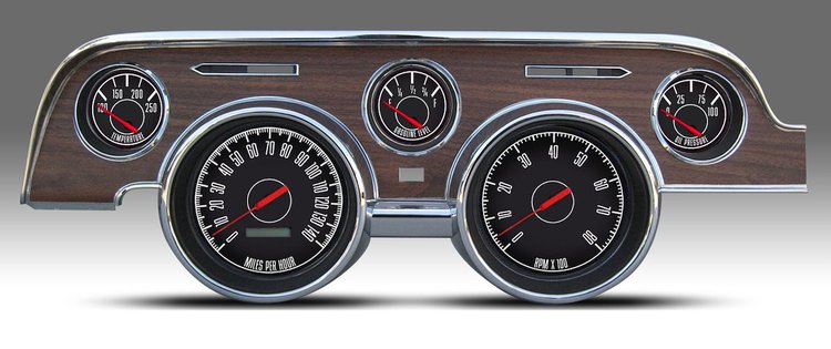 67717-01 1967 Series Direct-Fit Gauge Kit, Ford Mustang 67-68, Black