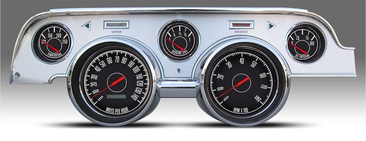 67727-01 1967 Series Direct-Fit Gauge Kit, Ford Mustang 67-68, Black