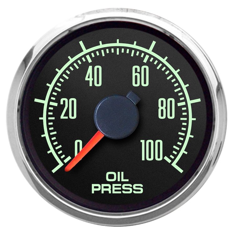 69126-01 1969 Series Oil Pressure Gauge, Black