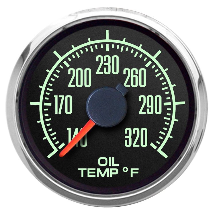 69193-01 1969 Series Oil Temperature Gauge, Black, 2-1/16 in.