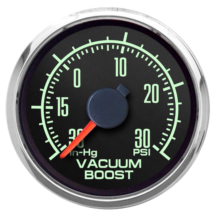 69194-01 1969 Series Vacuum/Boost Gauge, Black, 2-1/16 in.