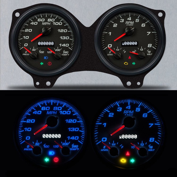 69691-01 Performance Ii Series Direct-Fit Gauge Kit, Pontiac Firebird 69, Black