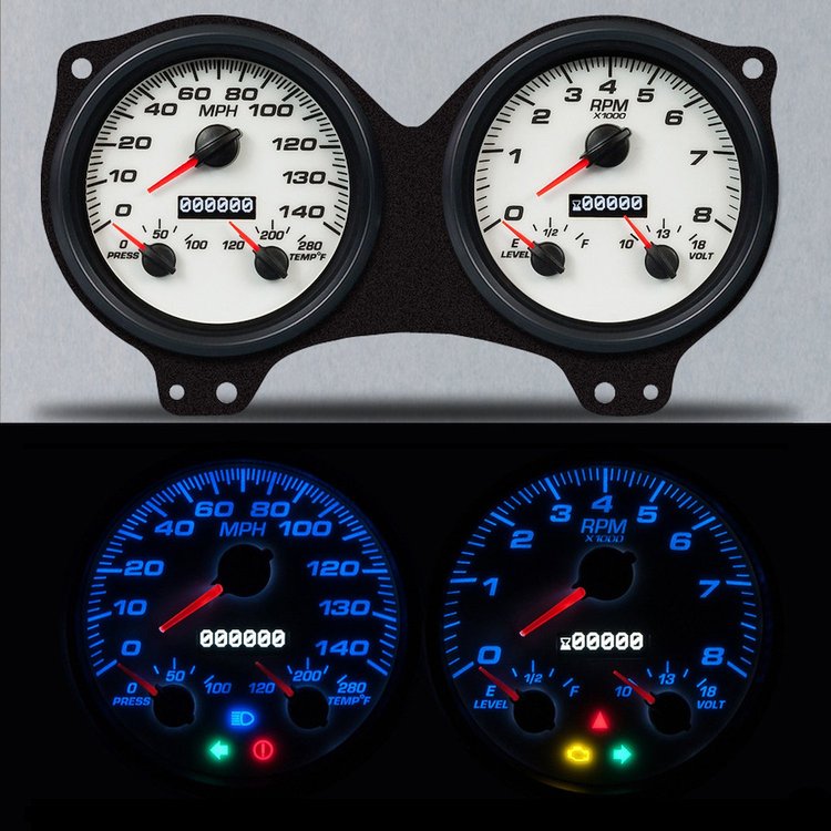 69691-03 Performance Ii Series Direct-Fit Gauge Kit, Pontiac Firebird 69, White