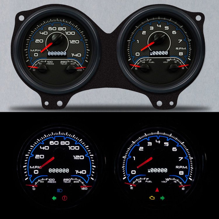 69691-05 CFR Redline Series Direct-Fit Gauge Kit, Pontiac Firebird 69, Blue
