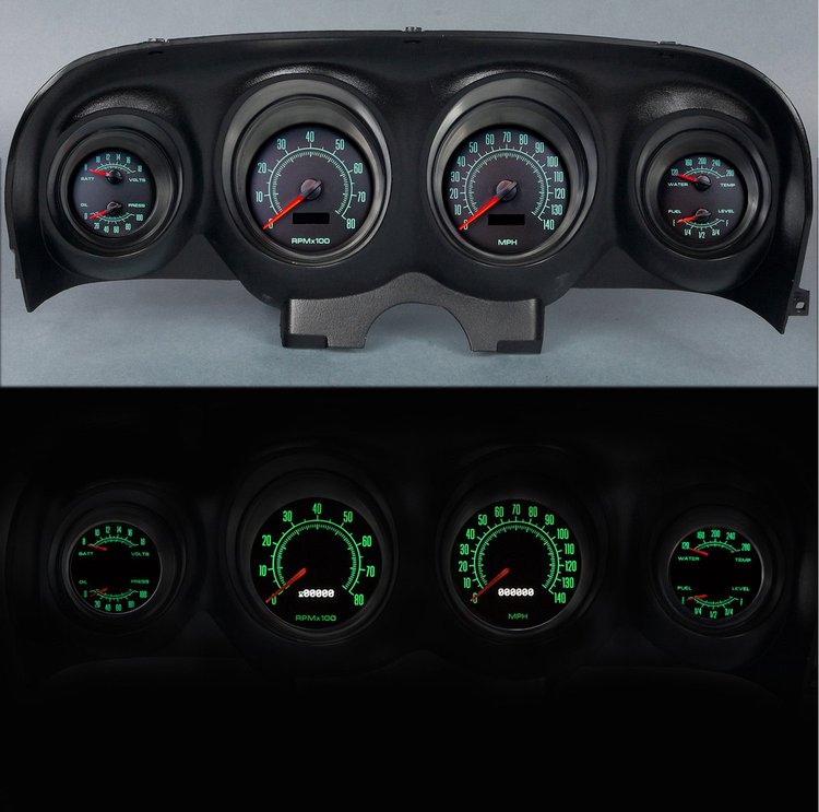 69790-05 1969 Series Direct-Fit Gauge Kit, Ford Mustang, Blue
