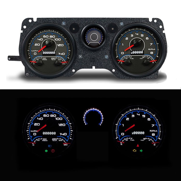 71116-05 CFR Blueline Series Direct-Fit Gauge Kit, Pontiac Firebird, Blue