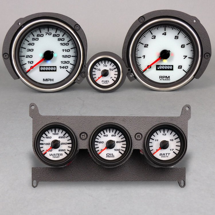 71200-03 Performance Ii Series Direct-Fit Gauge Kit, Ford Mustang, White