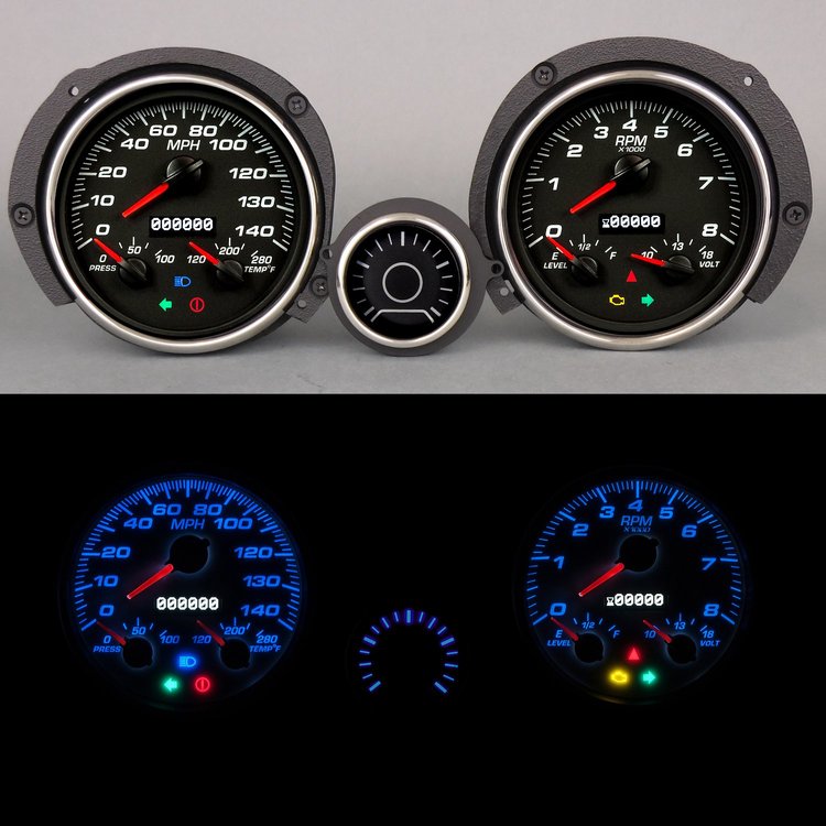 71300-01 Performance Ii Series Direct-Fit Gauge Kit, Ford Mustang, Black