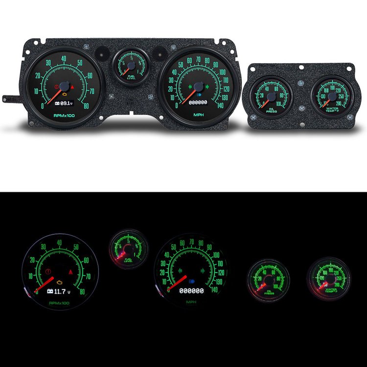 71326-01 1969 Series Direct-Fit Gauge Kit, Pontiac Firebird 70-81, Black