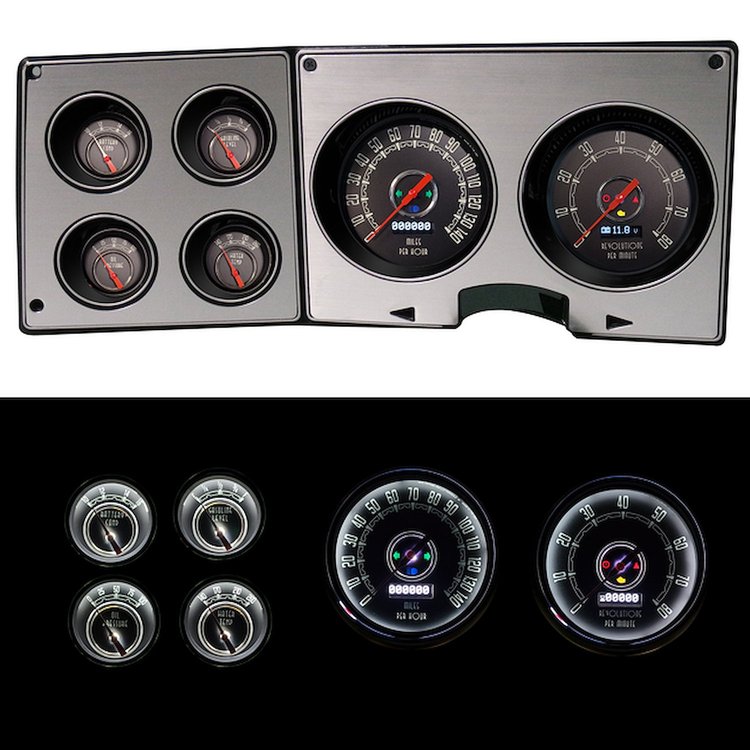 73376-01 Woodward Series Direct-Fit Gauge Kit, Chevy Truck 73-87, Black