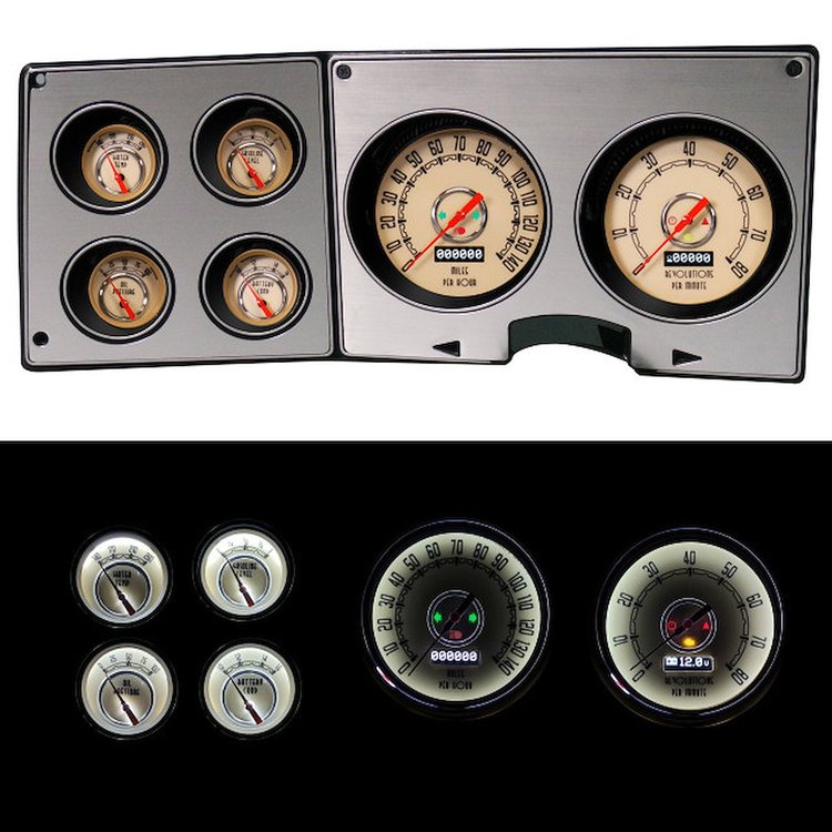73376-02 Woodward Series Direct-Fit Gauge Kit, Chevy Truck 73-87, Beige