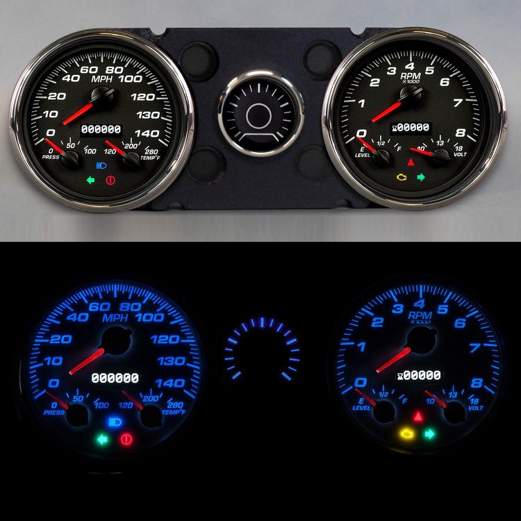 74202-01 Performance Ii Series Direct-Fit Gauge Kit, 71-77 GM G-Vans, Black
