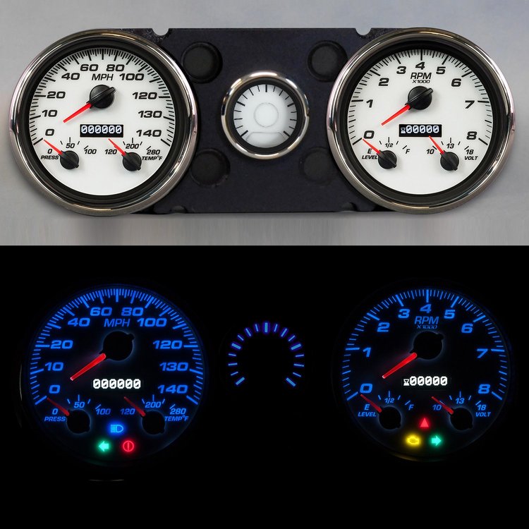 74203-03 Performance Ii Series Direct-Fit Gauge Kit, 71-77 GM G-Vans, White