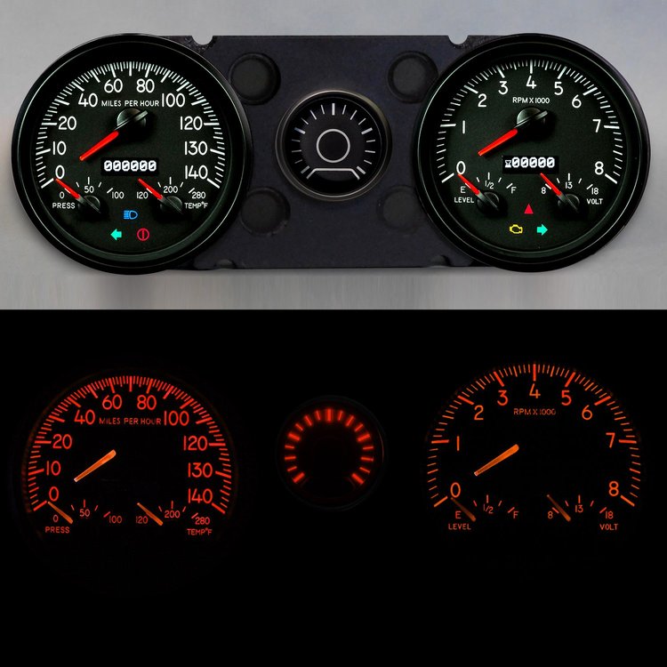 74244-01 Aviator Series Direct-Fit Gauge Kit, 71-77 GM G-Vans, Black