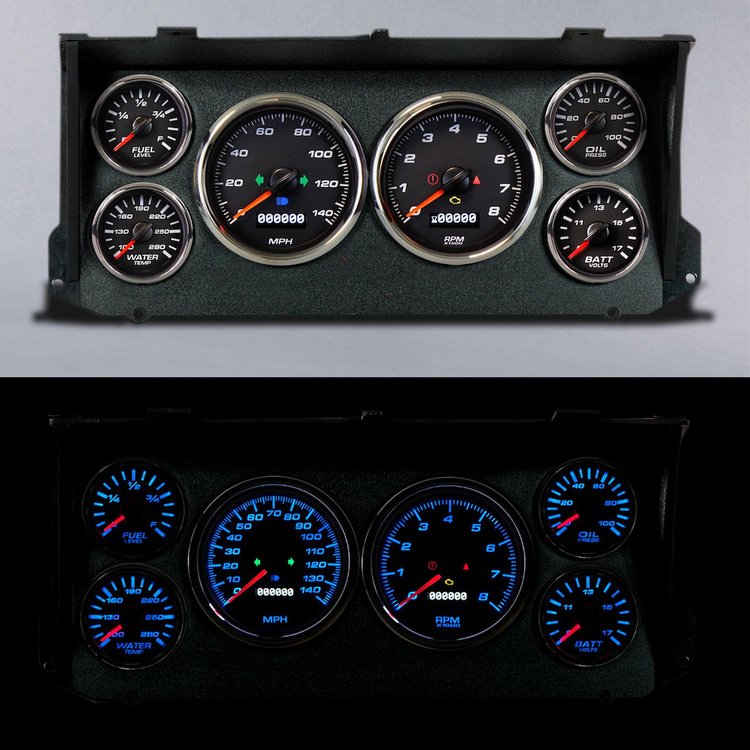 76026-01 Performance Ii Series Direct-Fit Gauge Kit, 76-91 Ford Van, Black
