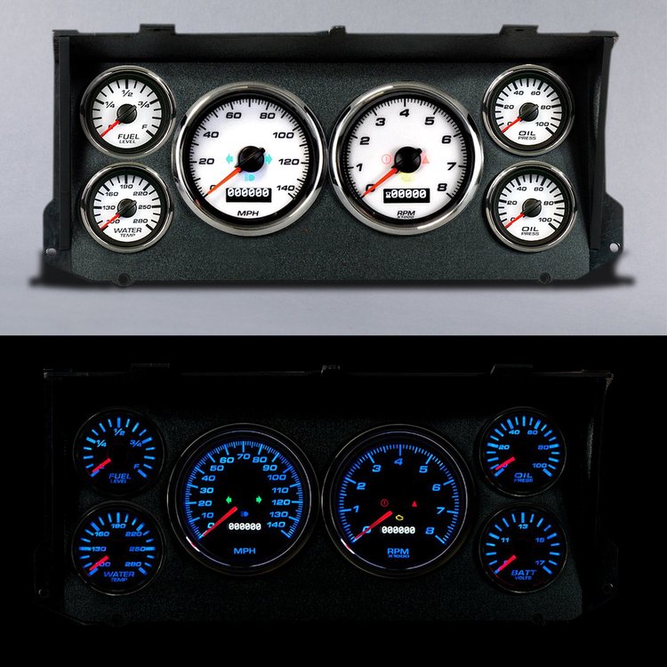 76026-03 Performance Ii Series Direct-Fit Gauge Kit, 76-91 Ford Van, White
