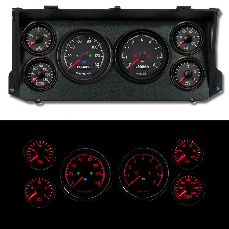 76044-01 Aviator Series Direct-Fit Gauge Kit, 76-91 Ford Van, Black