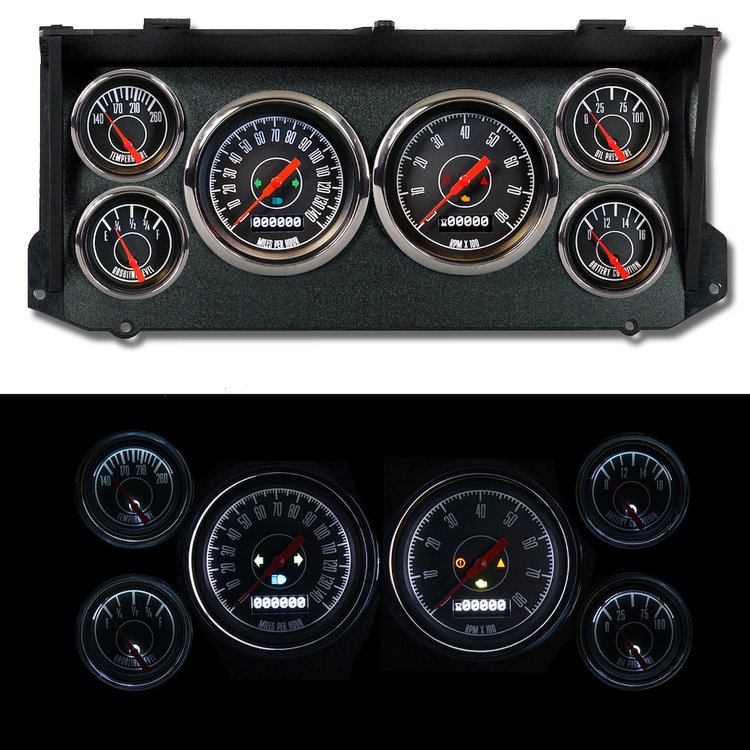 76067-01 1967 Series Direct-Fit Gauge Kit, 76-91 Ford Van, Black