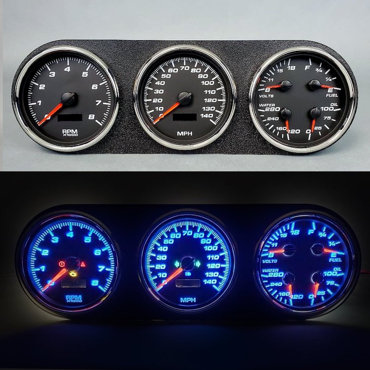 81021-01 Performance Ii Series Direct-Fit Gauge Kit, Dodge Truck, Black
