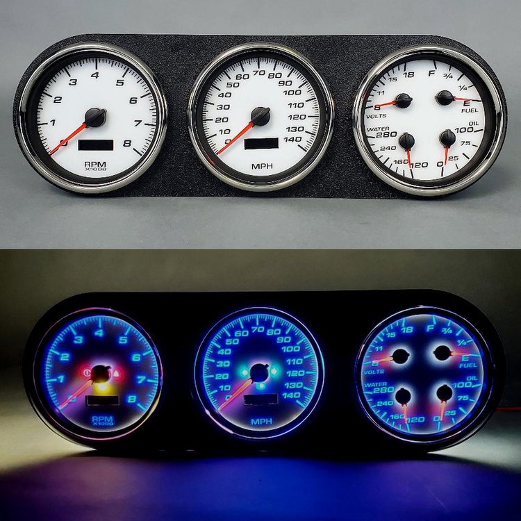 81021-03 Performance Ii Series Direct-Fit Gauge Kit, Dodge Truck, White