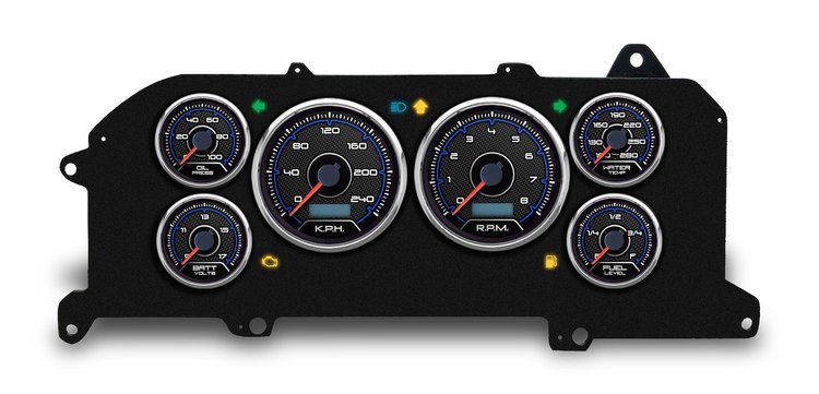 87311-05M CFR Blueline Series Direct-Fit Gauge Kit, Ford Mustang 87-93, Blue