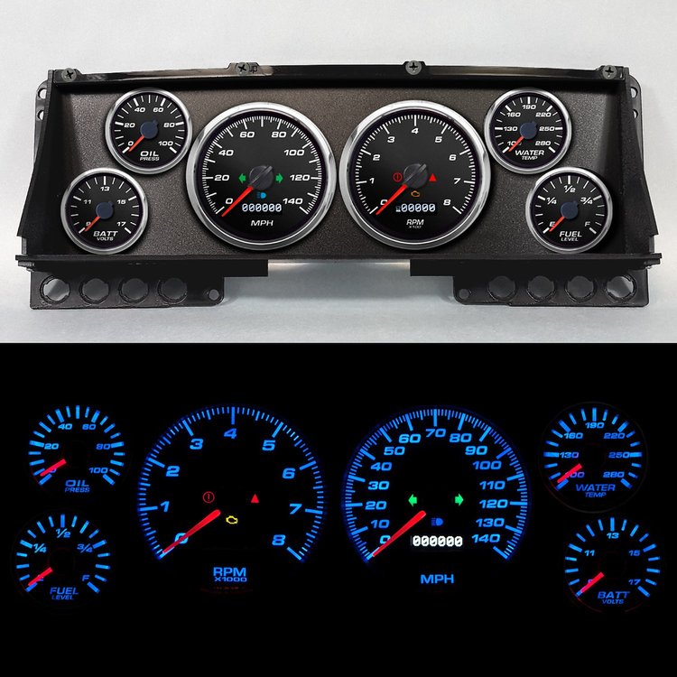 88102-01 Performance Ii Series Direct-Fit Gauge Kit, Ford Truck, Black