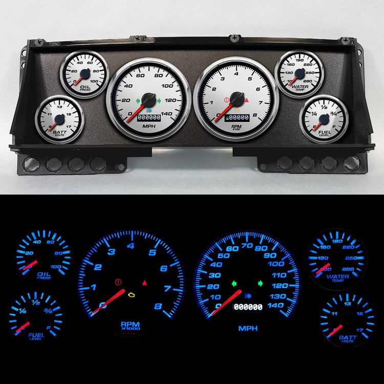 88102-03 Performance Ii Series Direct-Fit Gauge Kit, Ford Truck, White